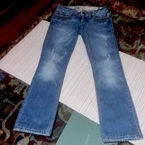 GUESS JEANS SIZE 23 with black Rhinestones see pictures